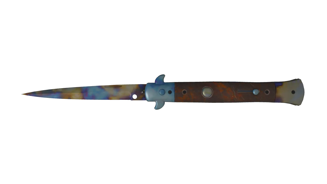 Stiletto Knife | Case Hardened seed #670, front