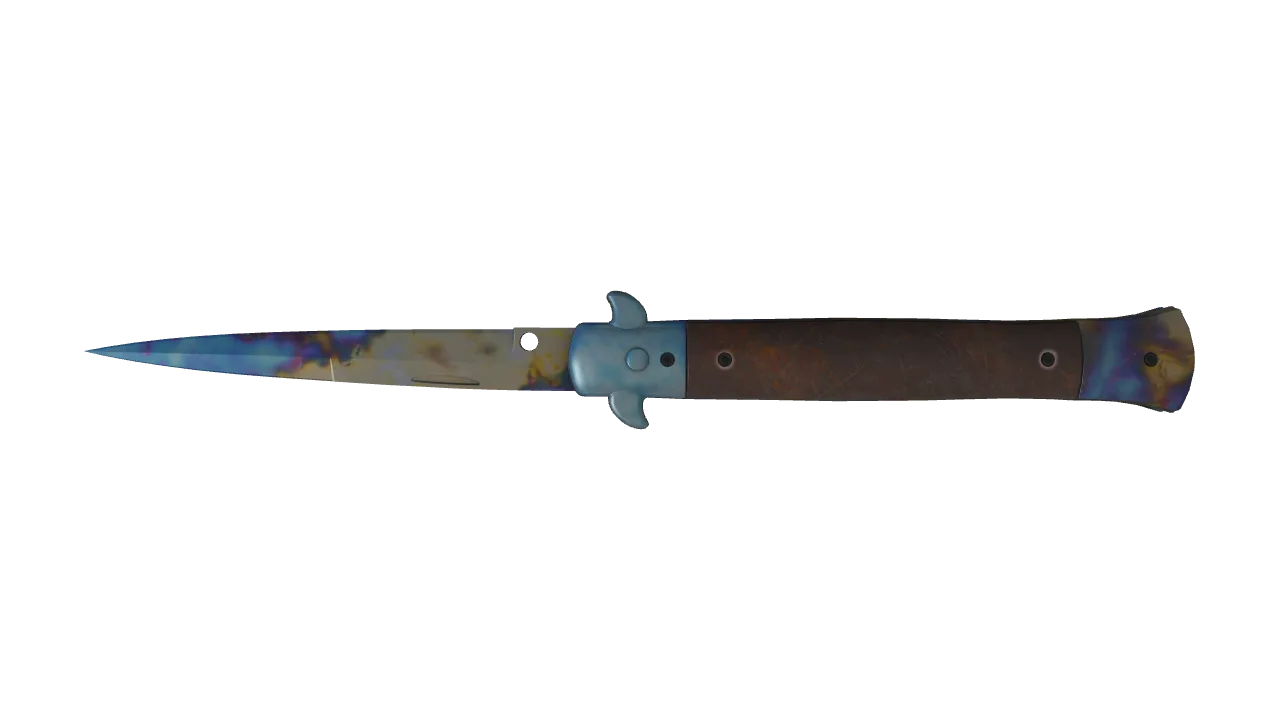 Stiletto Knife | Case Hardened seed #690, back