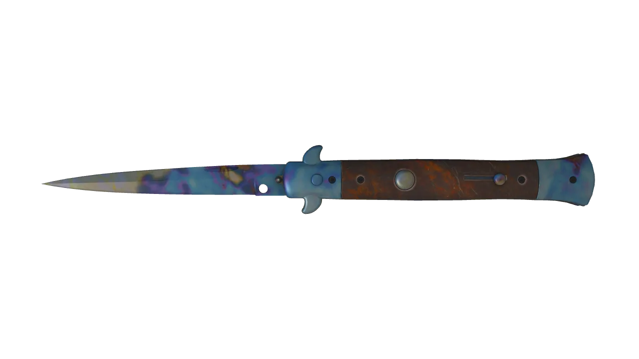 Stiletto Knife | Case Hardened seed #690, front