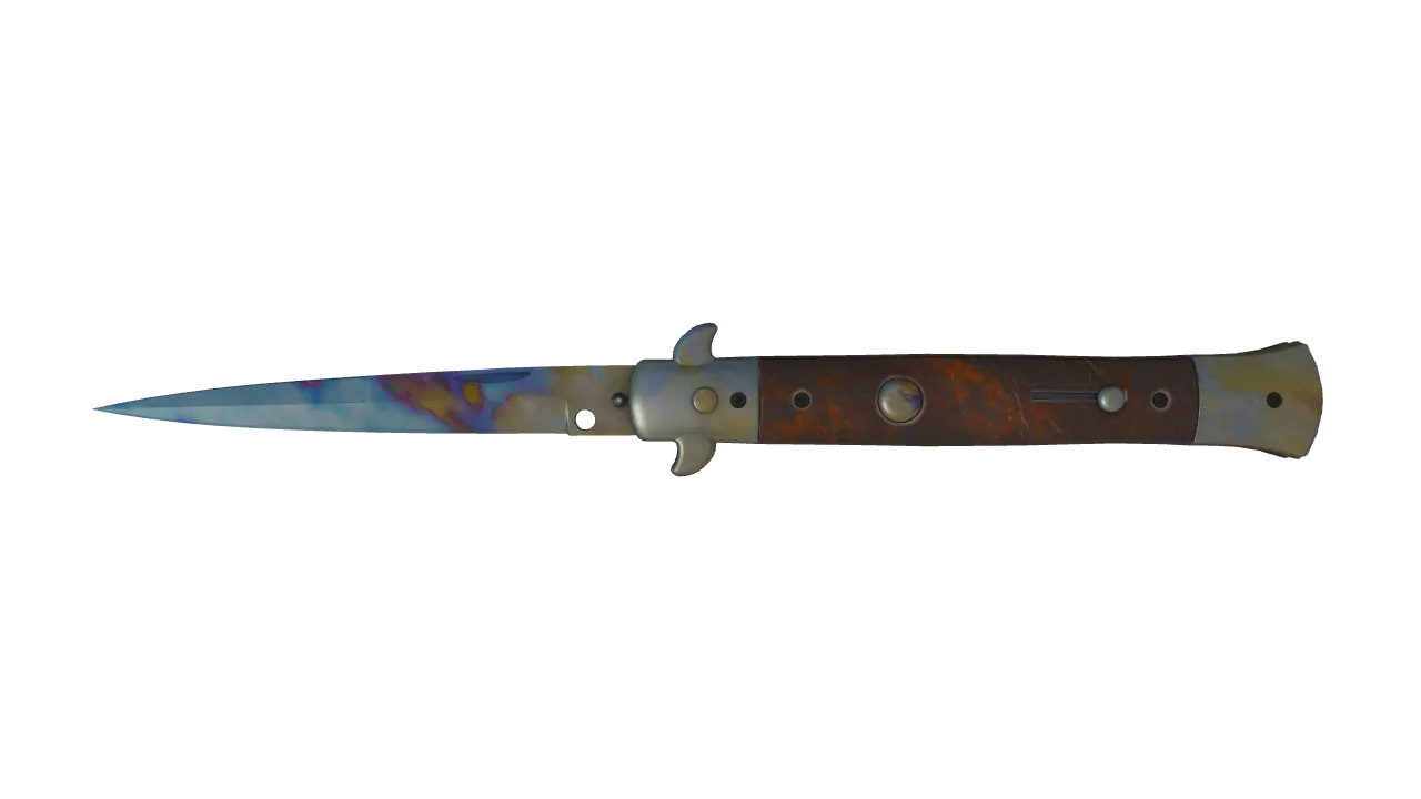 Stiletto Knife | Case Hardened seed #694, front