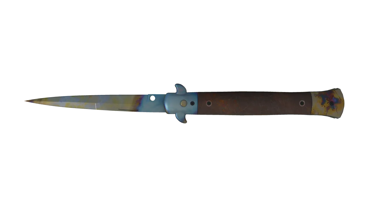 Stiletto Knife | Case Hardened seed #695, back