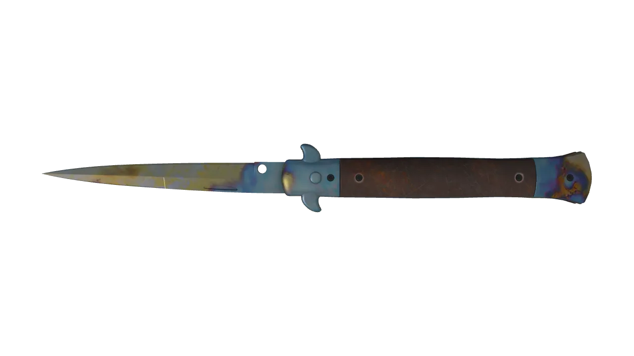 Stiletto Knife | Case Hardened seed #698, back
