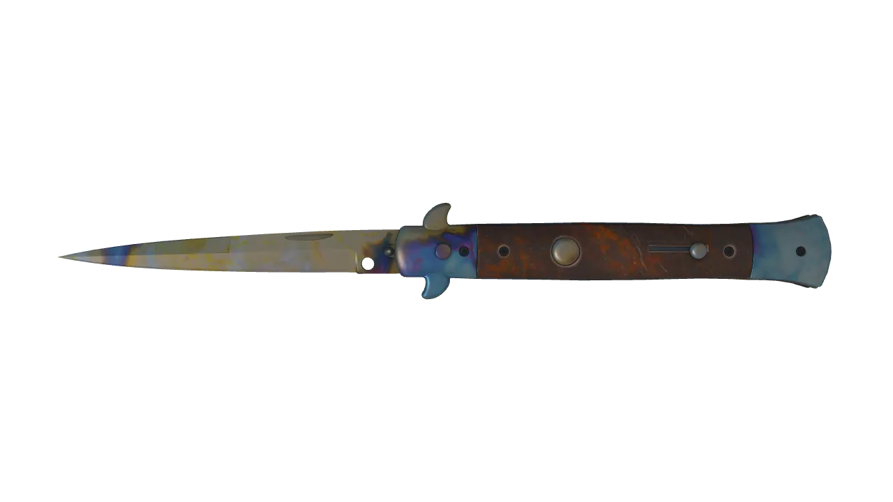 Stiletto Knife | Case Hardened seed #698, front