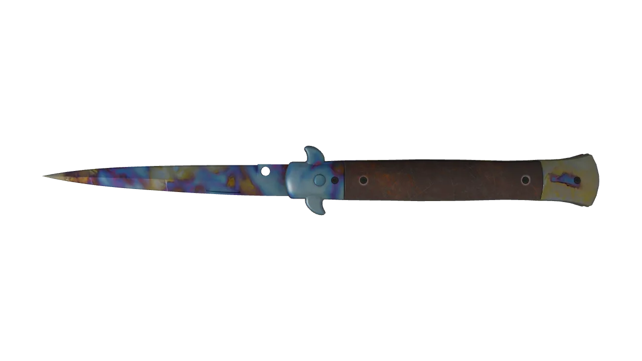 Stiletto Knife | Case Hardened seed #708, back