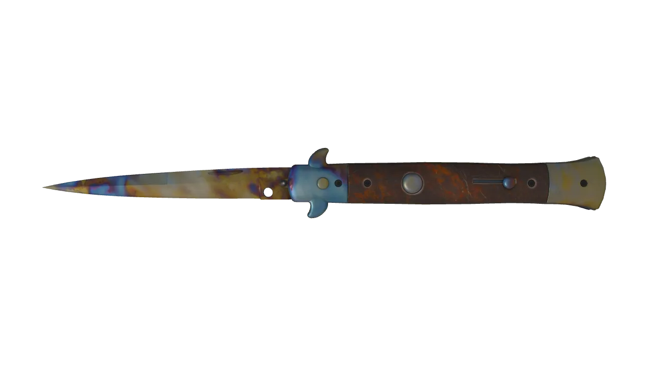 Stiletto Knife | Case Hardened seed #708, front