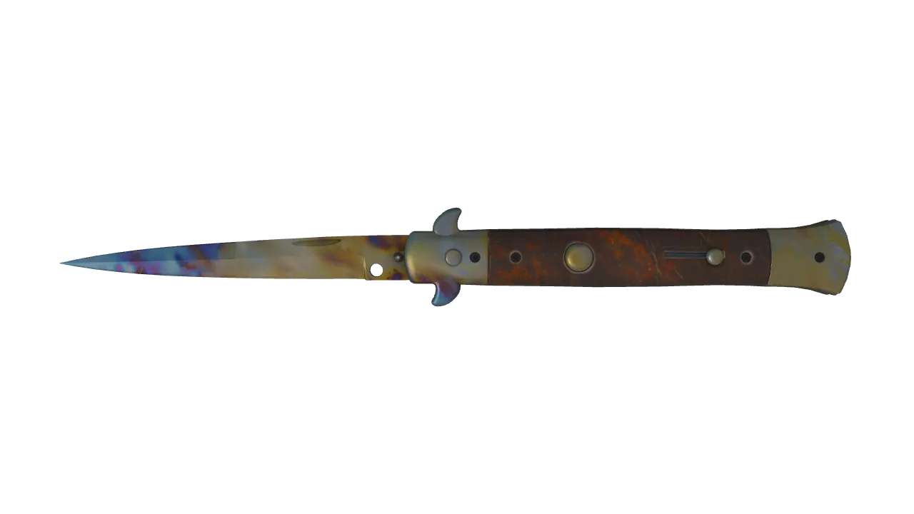 Stiletto Knife | Case Hardened seed #711, front