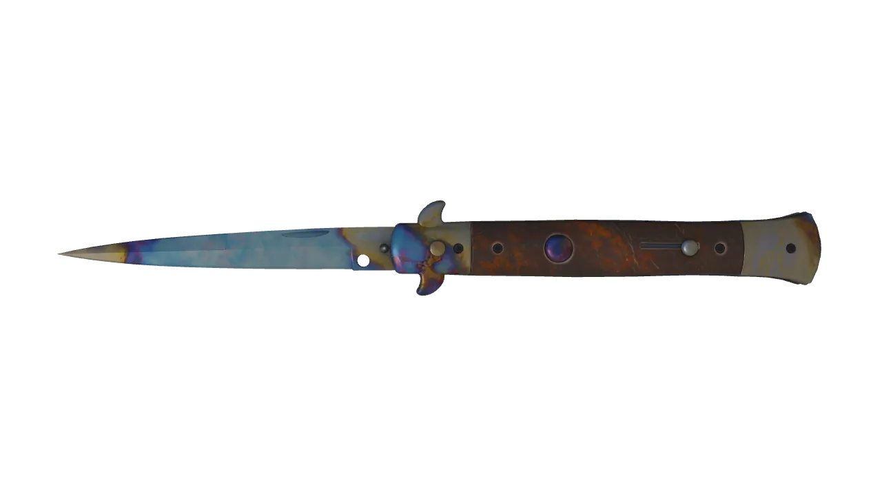 Stiletto Knife | Case Hardened seed #713, front