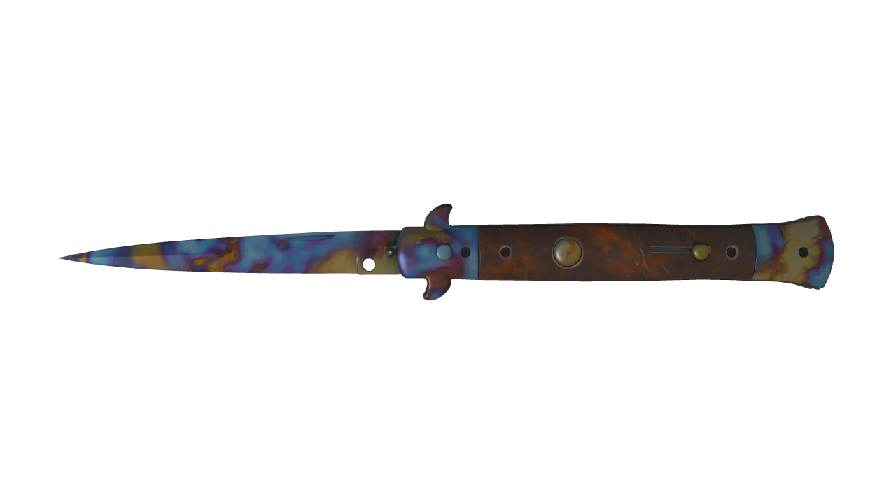 Stiletto Knife | Case Hardened seed #717, front