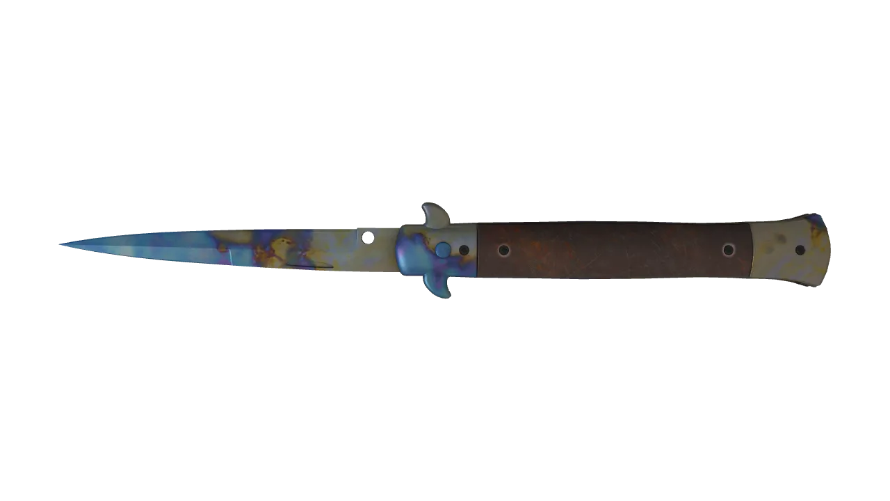Stiletto Knife | Case Hardened seed #72, back
