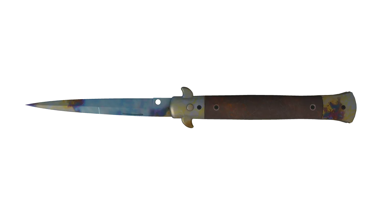 Stiletto Knife | Case Hardened seed #720, back
