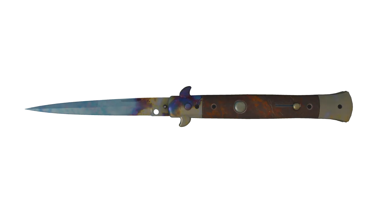 Stiletto Knife | Case Hardened seed #720, front