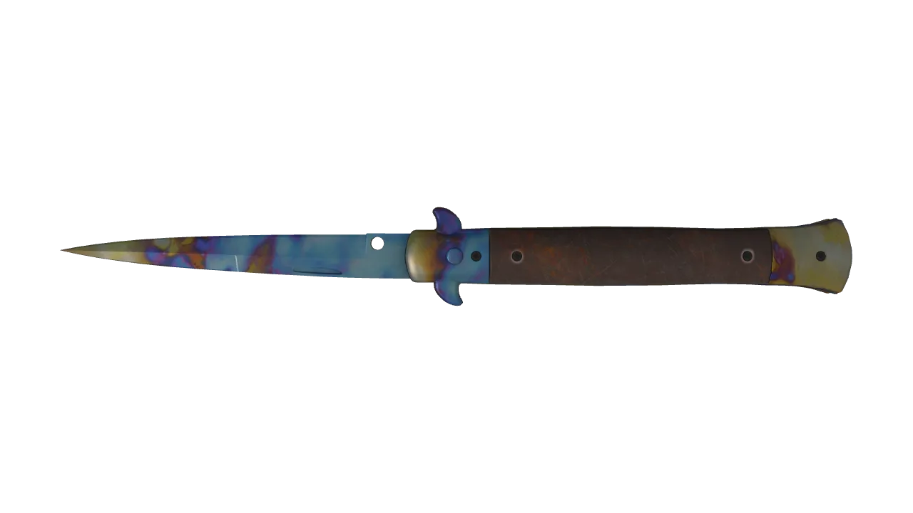 Stiletto Knife | Case Hardened seed #727, back