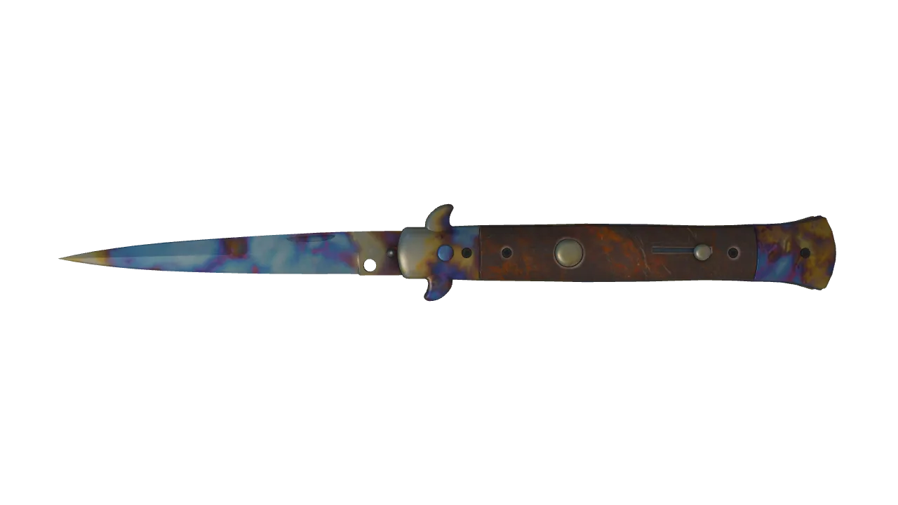 Stiletto Knife | Case Hardened seed #727, front