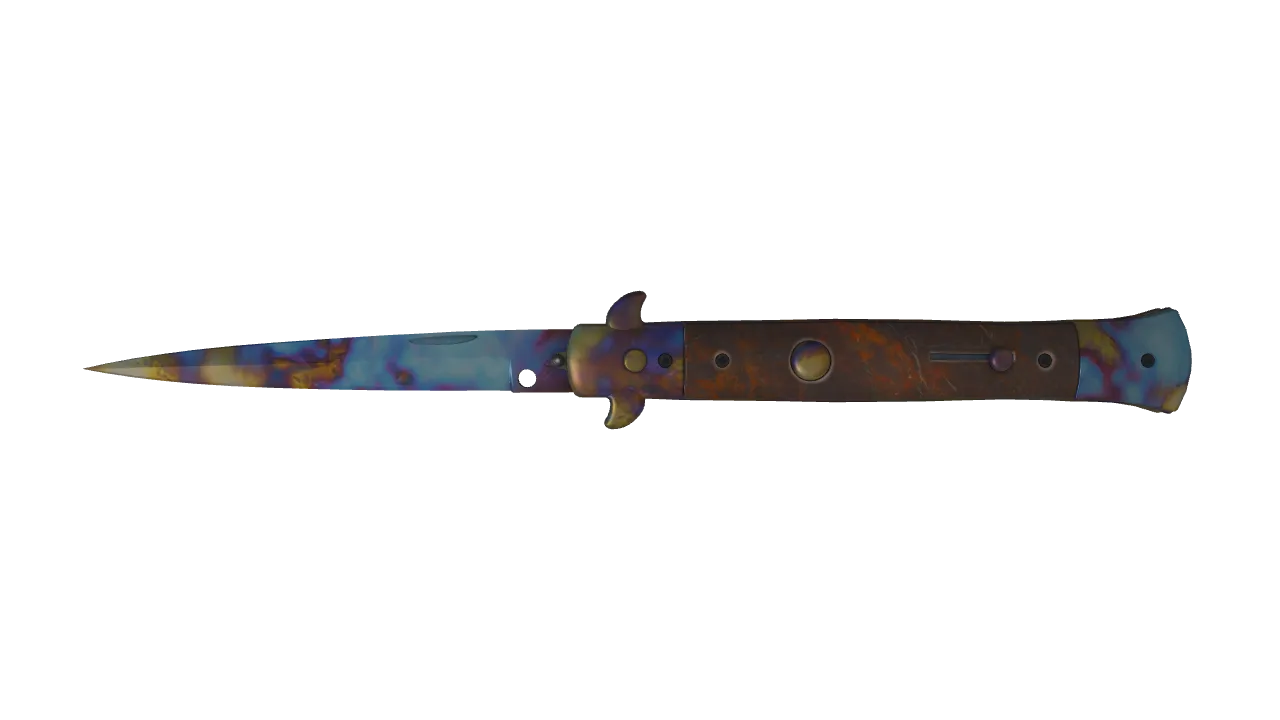 Stiletto Knife | Case Hardened seed #767, front