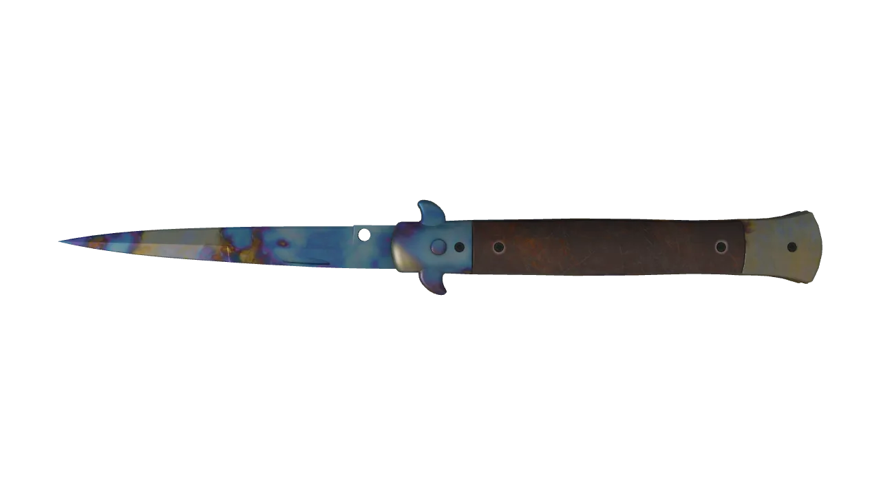 Stiletto Knife | Case Hardened seed #782, back