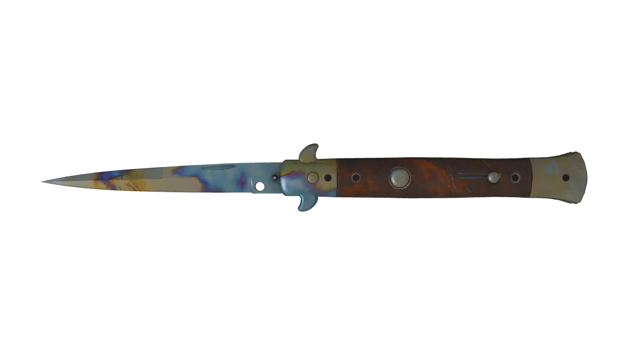 Stiletto Knife | Case Hardened seed #788, front