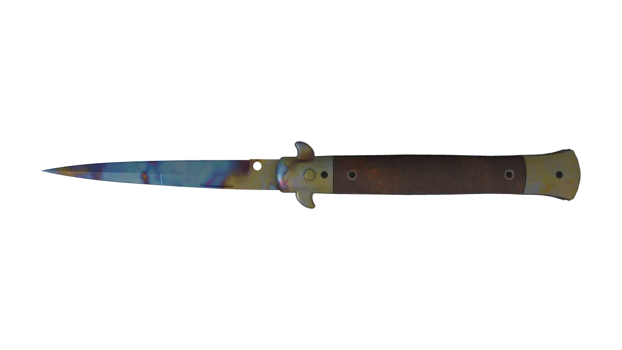 Stiletto Knife | Case Hardened seed #799, back