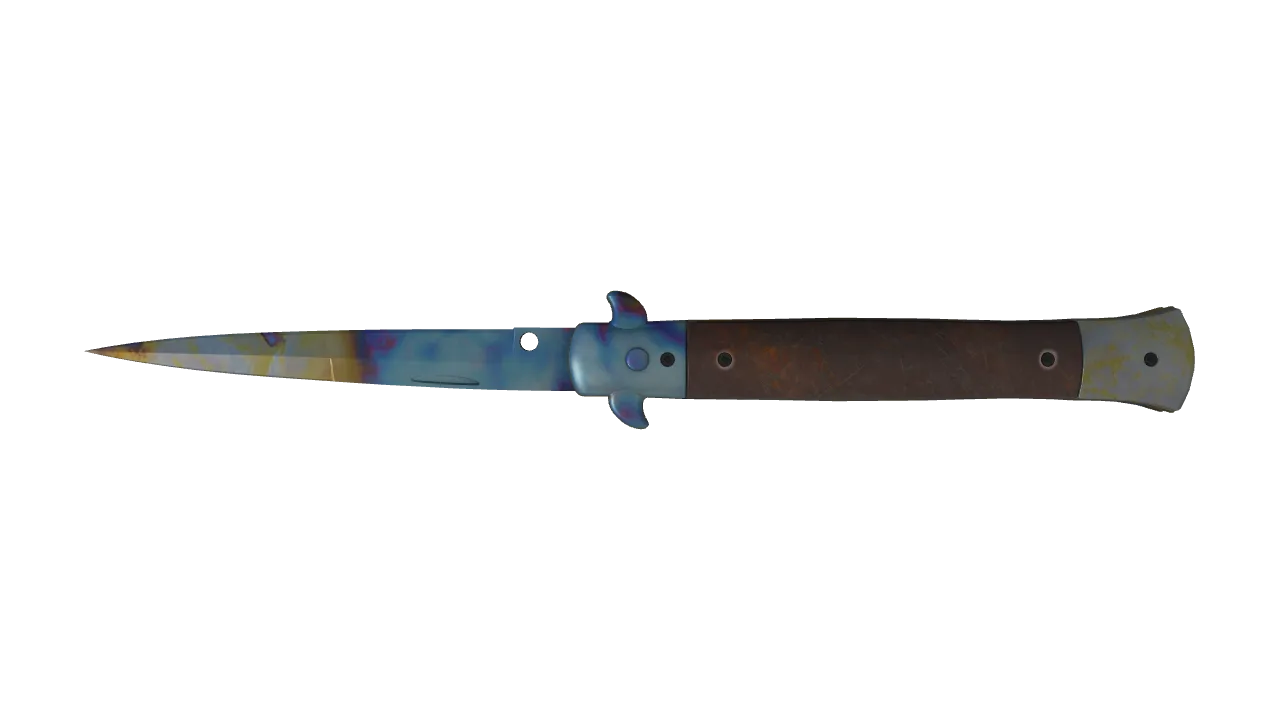 Stiletto Knife | Case Hardened seed #82, back