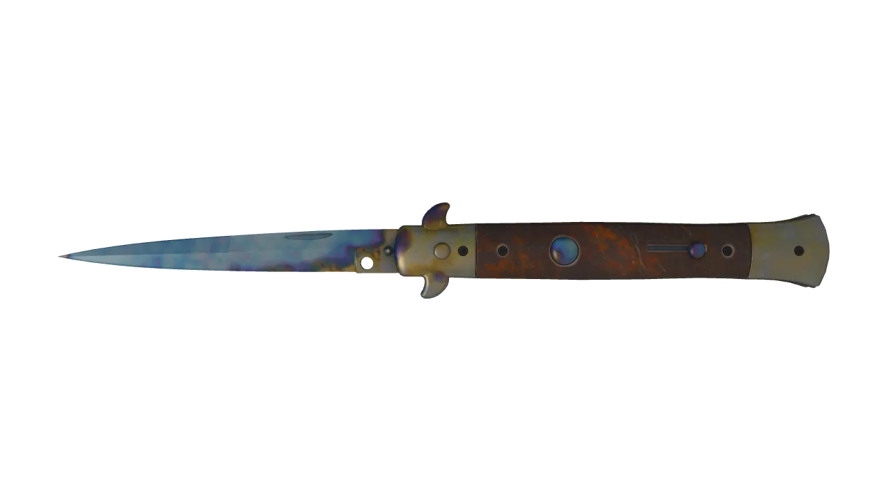 Stiletto Knife | Case Hardened seed #838, front
