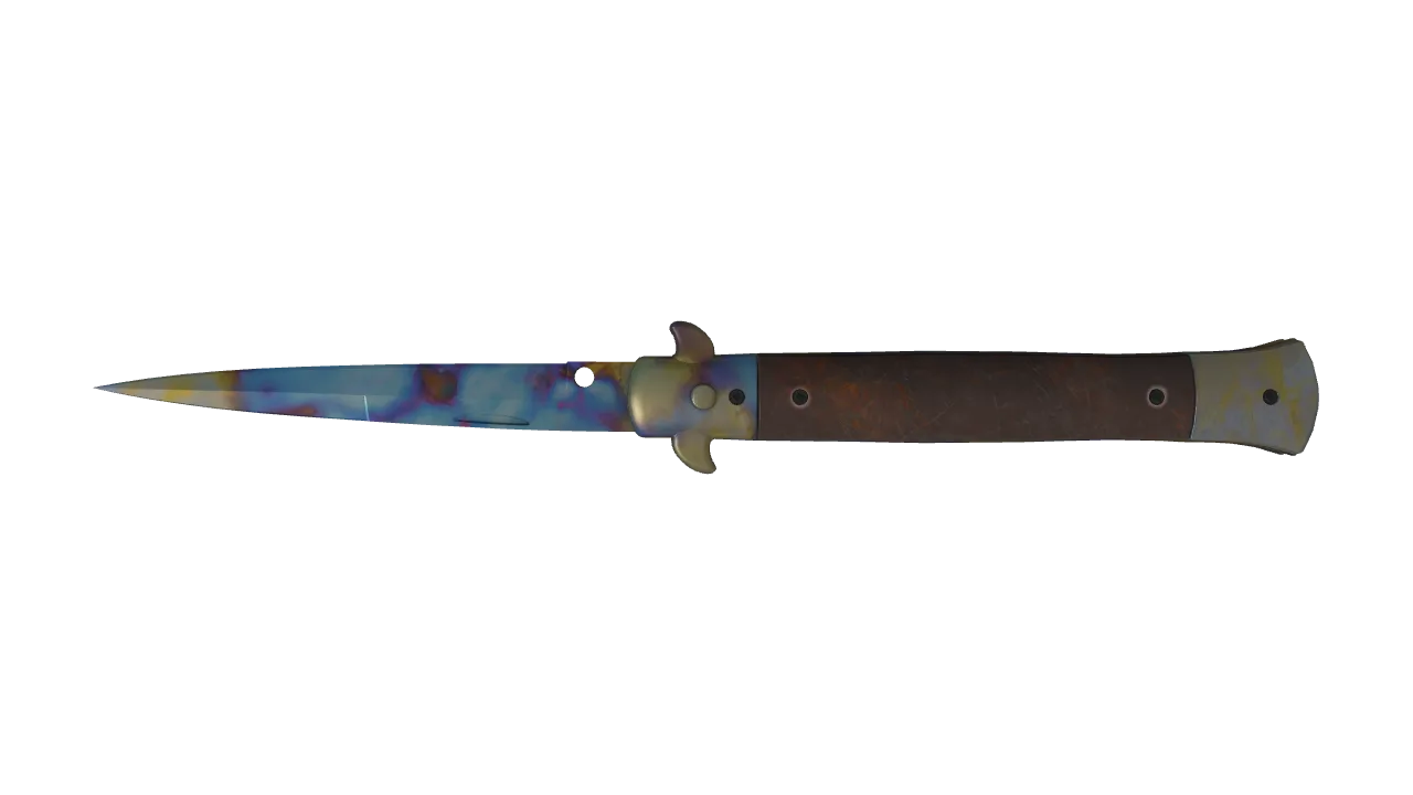 Stiletto Knife | Case Hardened seed #841, back