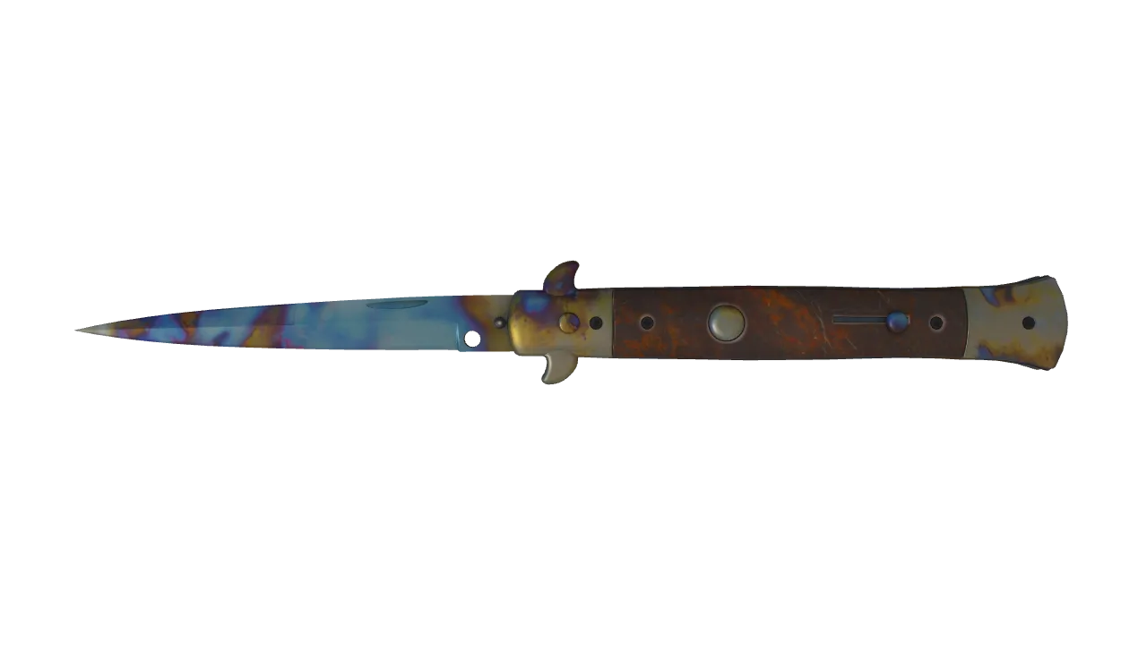 Stiletto Knife | Case Hardened seed #841, front