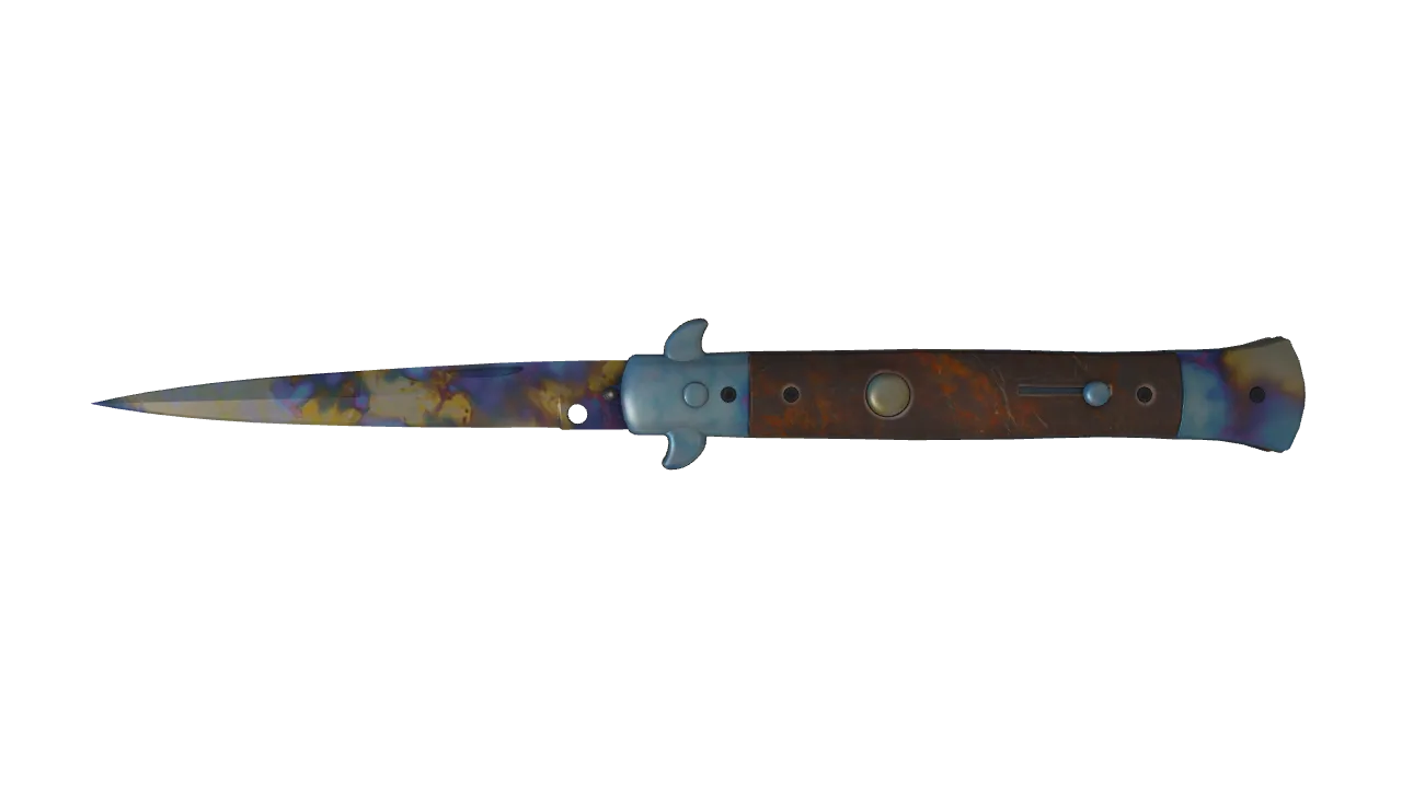 Stiletto Knife | Case Hardened seed #844, front