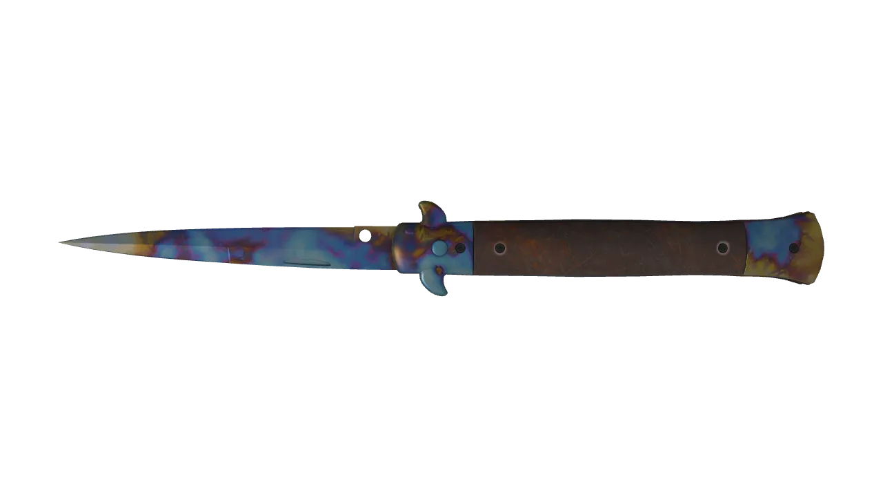Stiletto Knife | Case Hardened seed #852, back