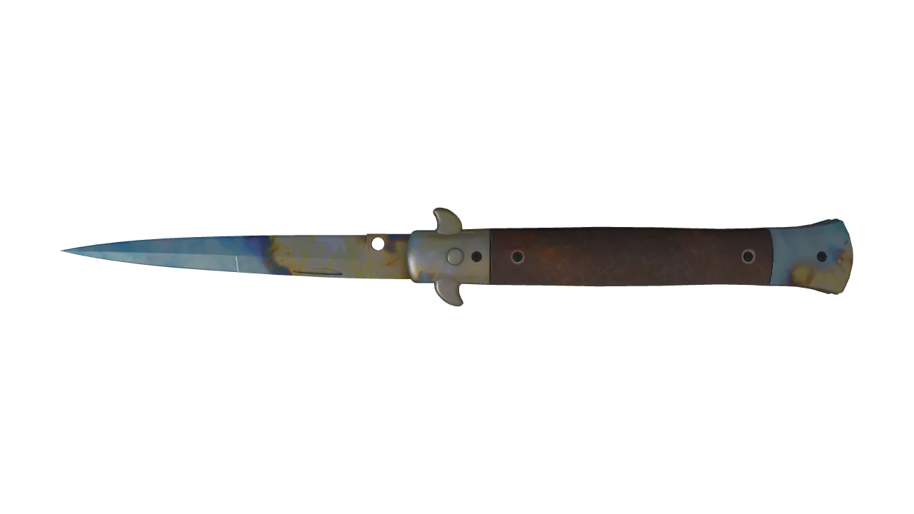 Stiletto Knife | Case Hardened seed #858, back