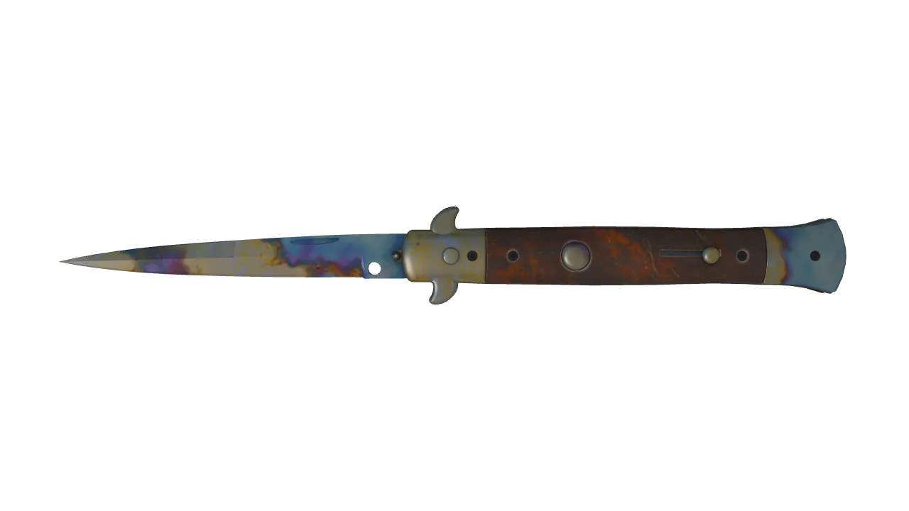 Stiletto Knife | Case Hardened seed #858, front