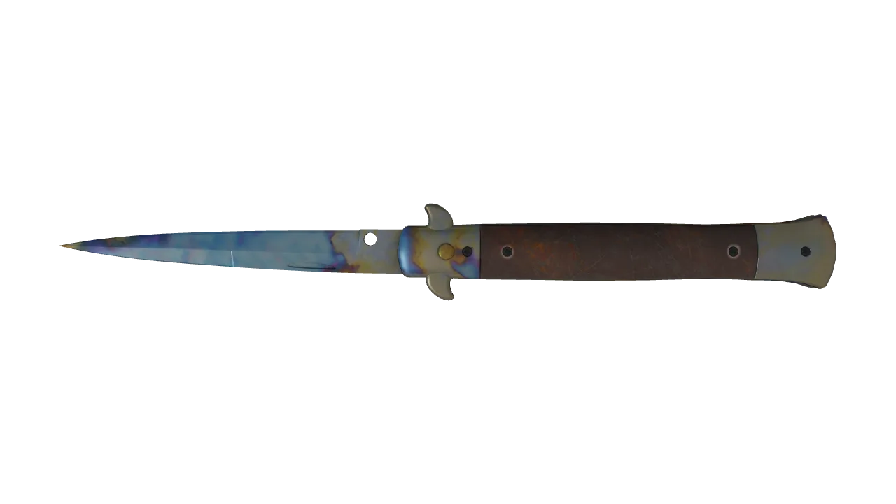 Stiletto Knife | Case Hardened seed #881, back