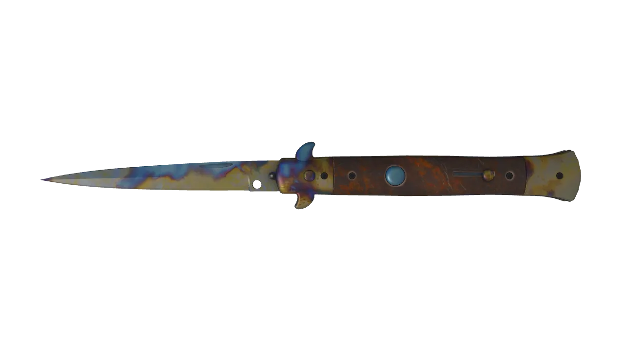 Stiletto Knife | Case Hardened seed #881, front