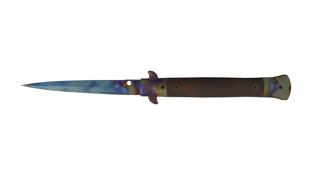 Stiletto Knife | Case Hardened seed #885, back