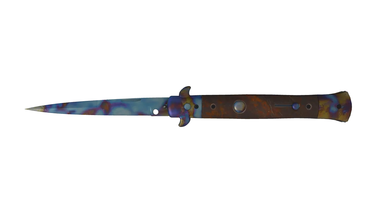 Stiletto Knife | Case Hardened seed #885, front