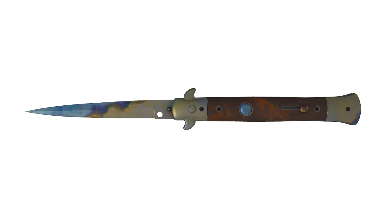 Stiletto Knife | Case Hardened seed #891, front