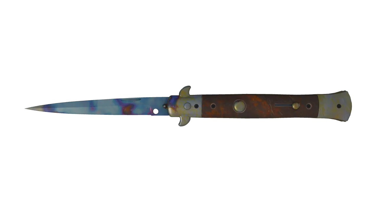 Stiletto Knife | Case Hardened seed #928, front
