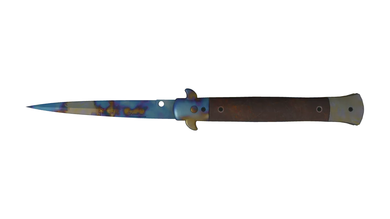 Stiletto Knife | Case Hardened seed #942, back