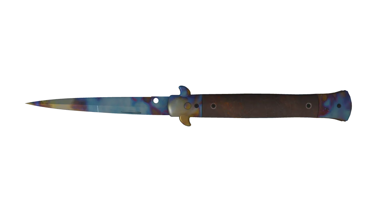 Stiletto Knife | Case Hardened seed #975, back