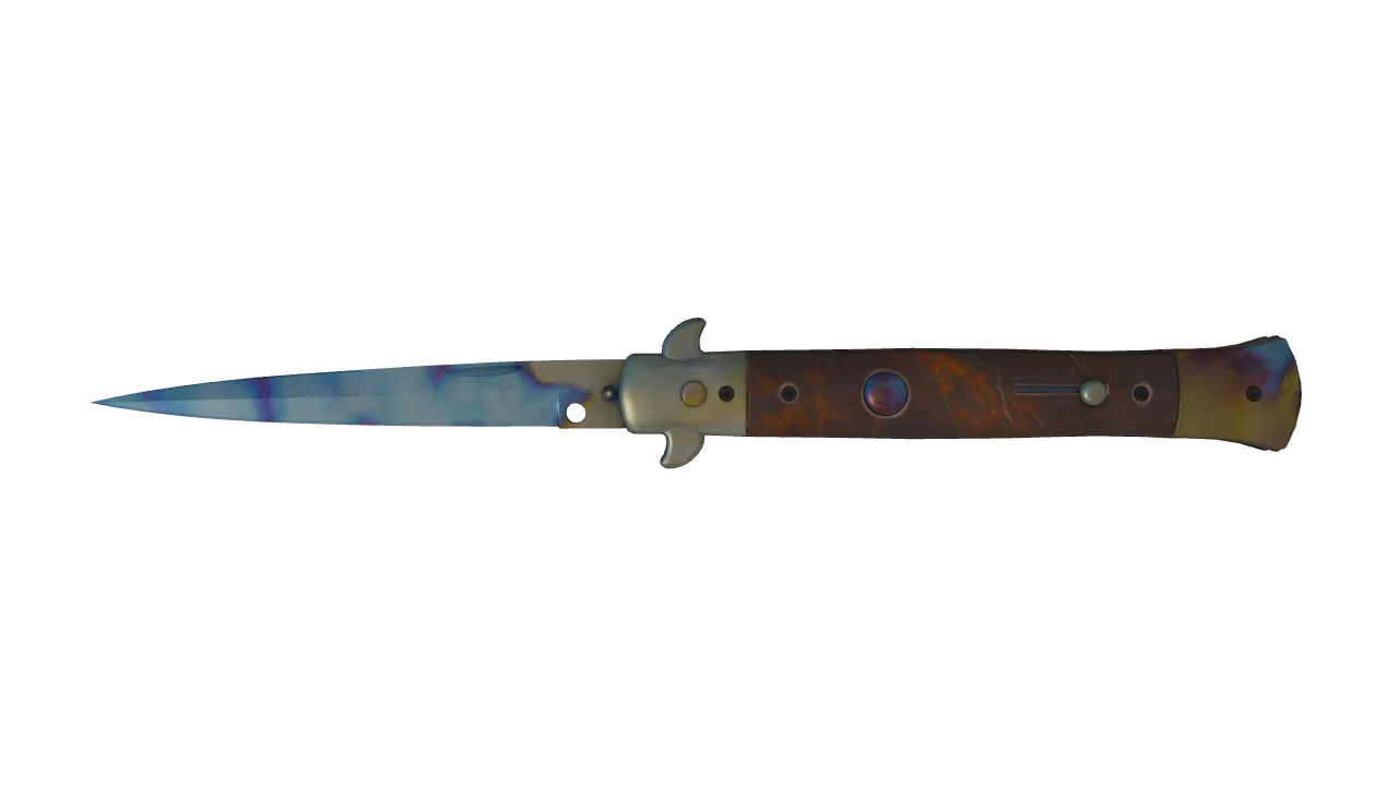 Stiletto Knife | Case Hardened seed #975, front
