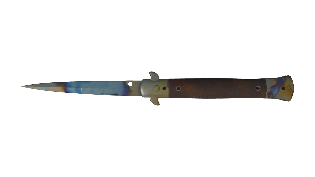 Stiletto Knife | Case Hardened seed #989, back