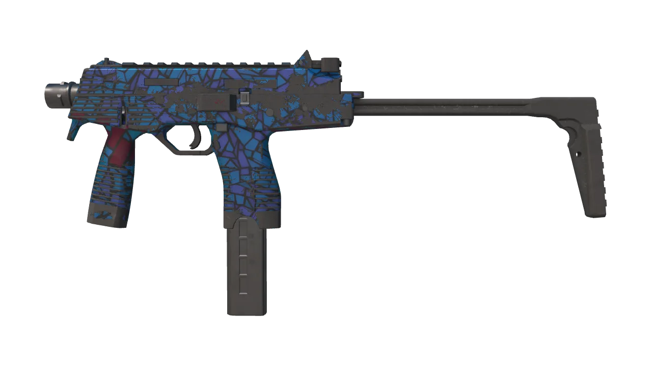 MP9 | Stained Glass (Well-Worn) — Dust II light, front