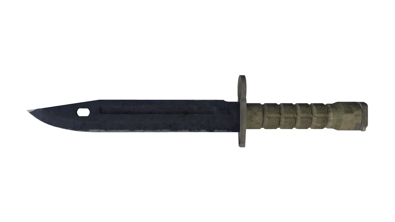 ★ Bayonet | Blue Steel (Battle-Scarred) — Dust II light, front