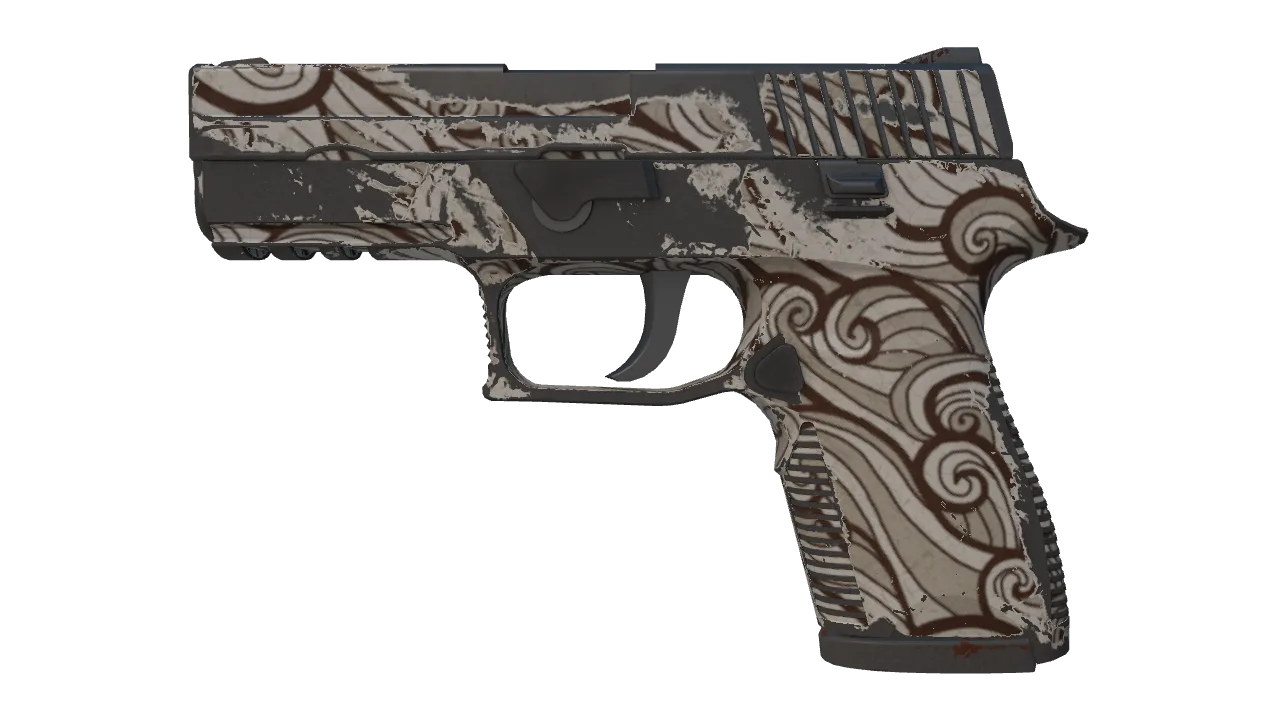 P250 | Gunsmoke (Well-Worn) — Dust II light, front