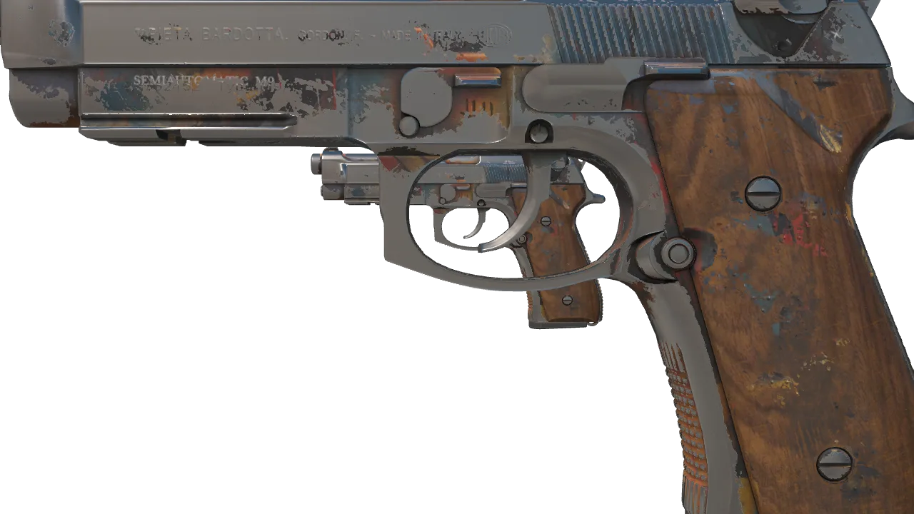 Dual Berettas | Hideout (Battle-Scarred) — Dust II light, front