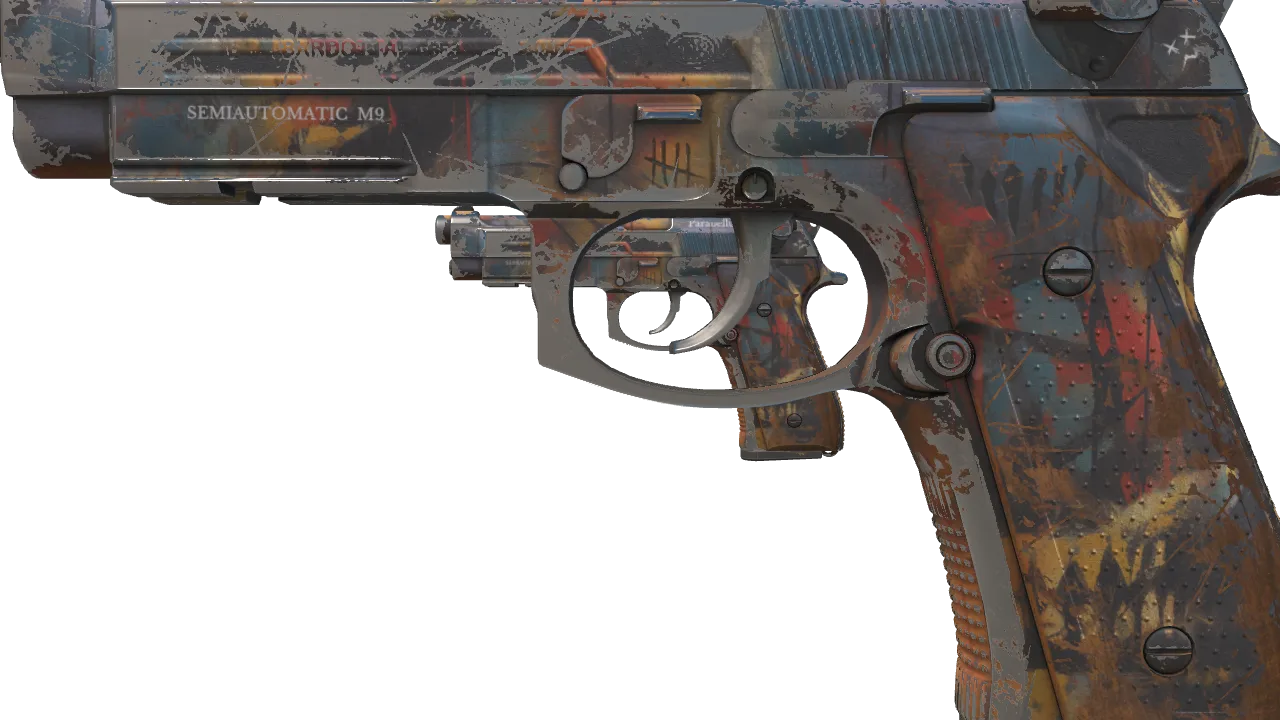 Dual Berettas | Hideout (Well-Worn) — Dust II light, front
