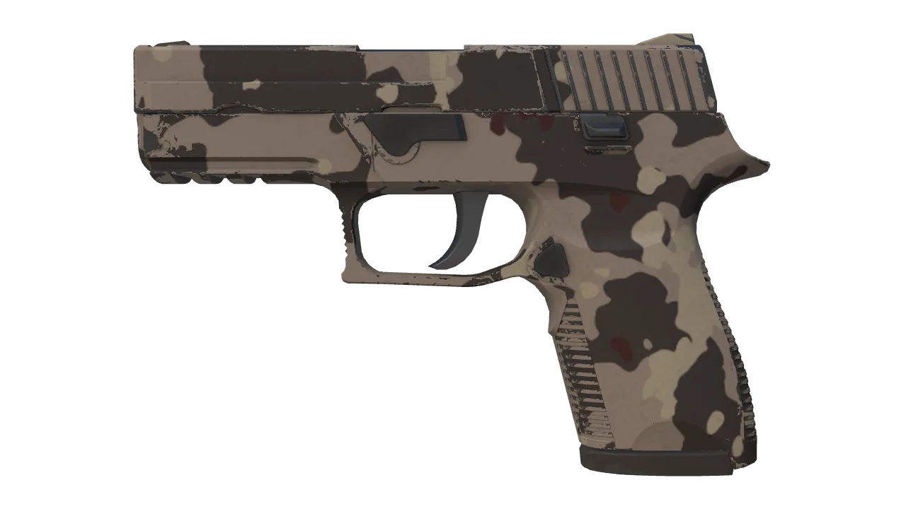 Souvenir P250 | Black & Tan (Minimal Wear) — Dust II light, front