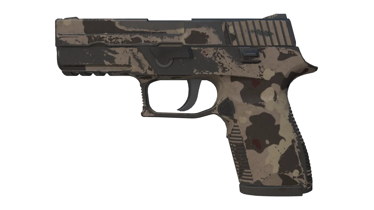 Souvenir P250 | Black & Tan (Well-Worn) — Dust II light, front
