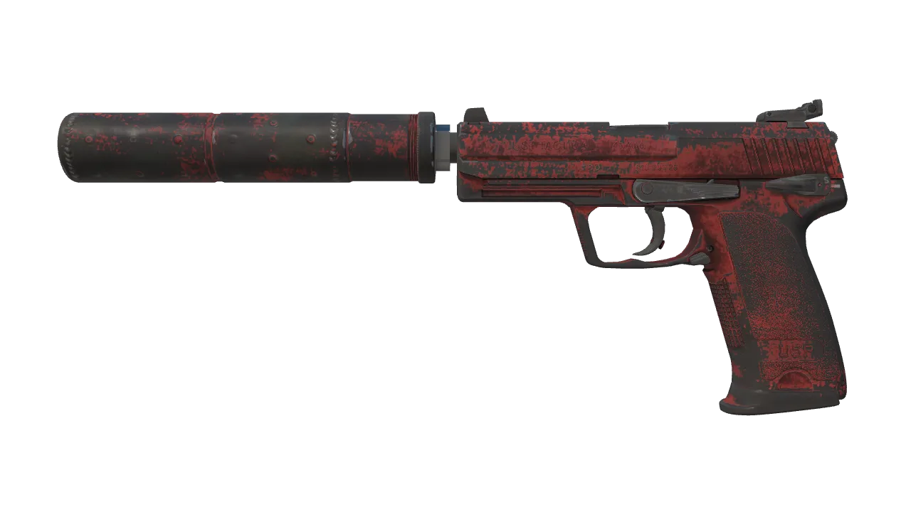 USP-S | Bleeding Edge (Battle-Scarred) — Dust II light, front
