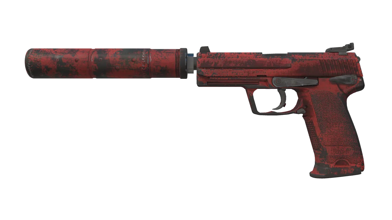 USP-S | Bleeding Edge (Well-Worn) — Dust II light, front