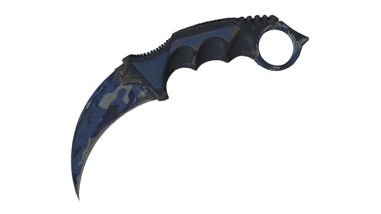 ★ Karambit | Bright Water (Battle-Scarred) — Dust II light, front