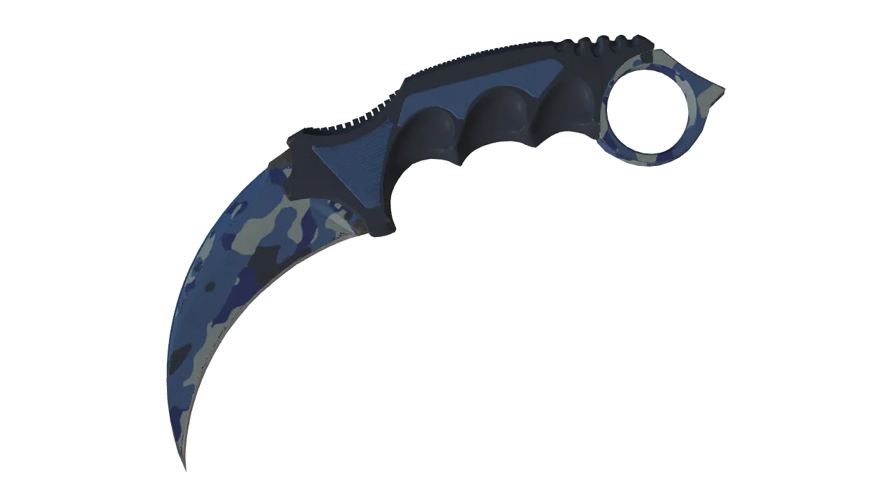 ★ Karambit | Bright Water (Minimal Wear) — Dust II light, front